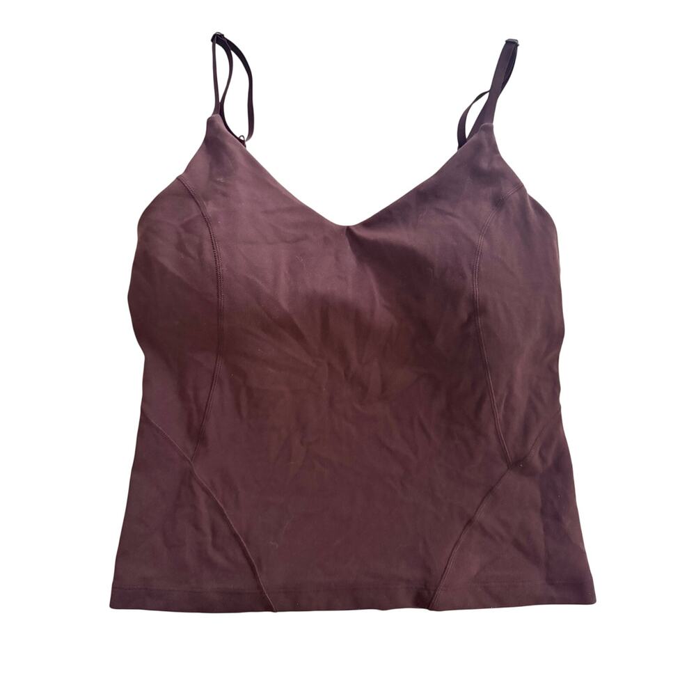 Lululemon Power Y Tank Top Womens Size 2 Brown Built In Bra Yoga Cami Top